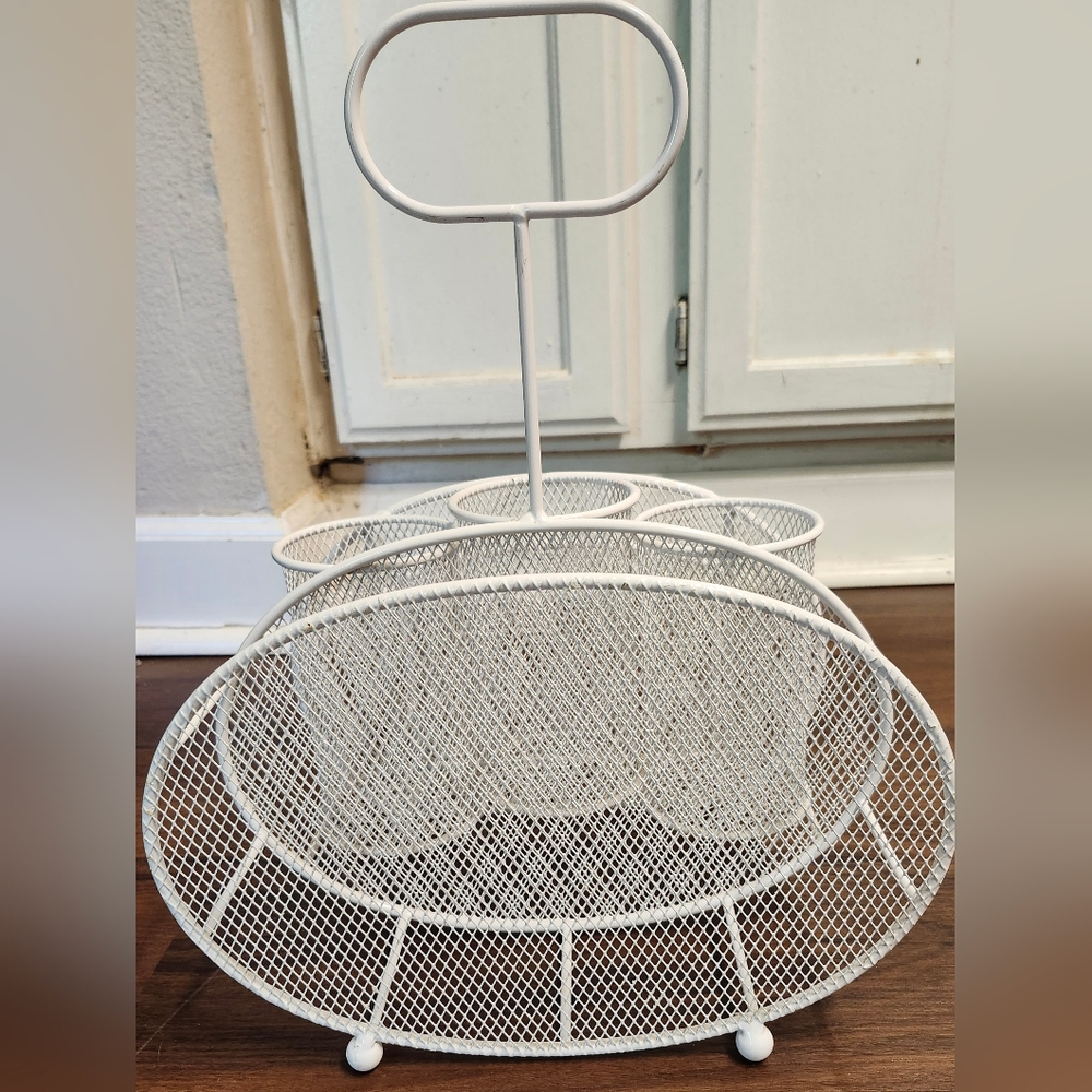 Metal Caddy Designed to Hold Silverware, Plates, and Napkins, Possibly Used Once - Picture 2 of 5